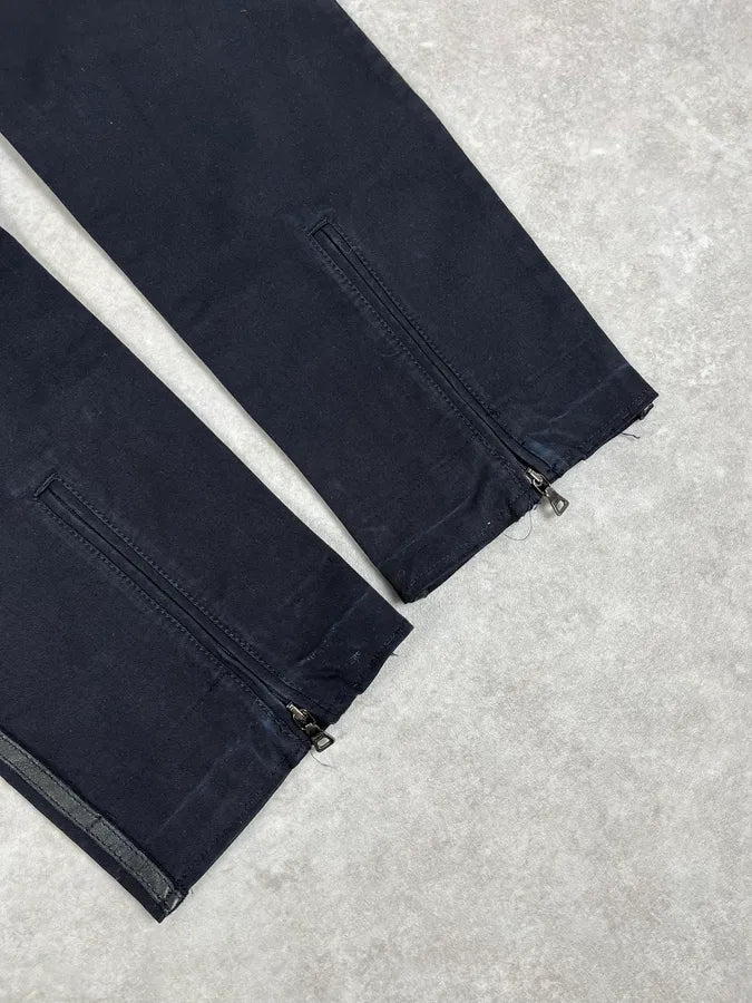 2000s Prada Black Leather Lines Pants rhBNOsO 9