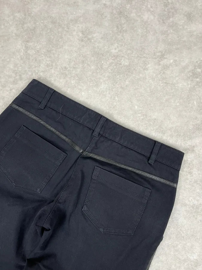 2000s Prada Black Leather Lines Pants rhBNOsO 7