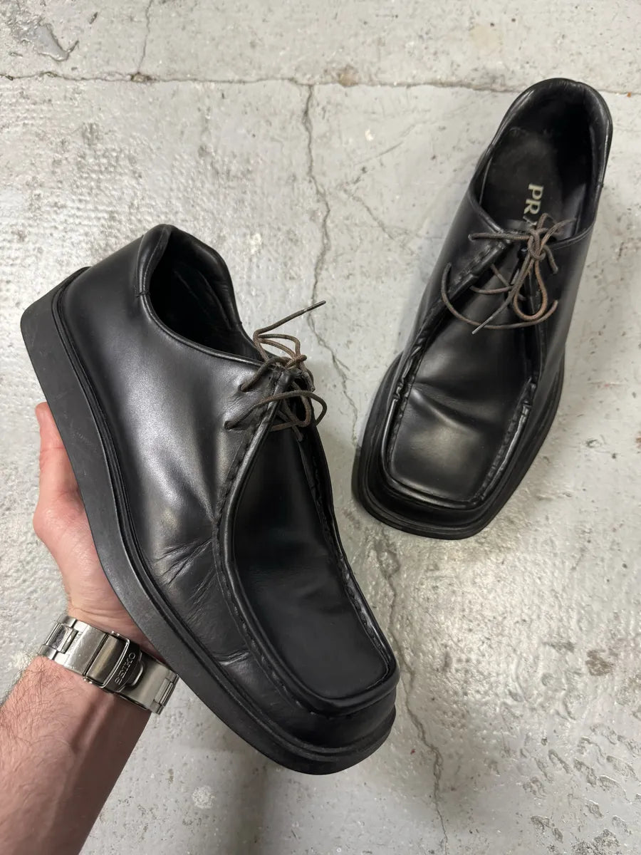 2000s Prada Black Leather Loafers (41eu/us8) HZcVSfv 0