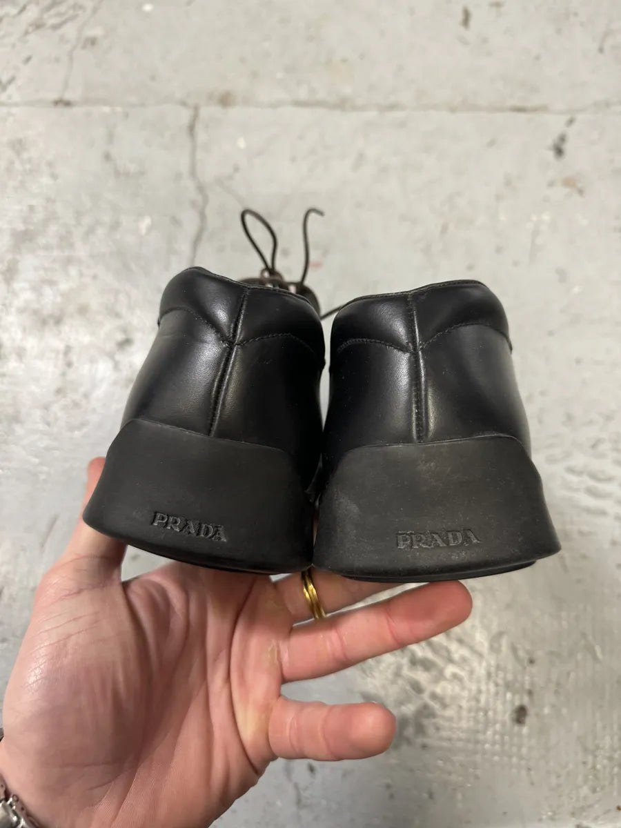 2000s Prada Black Leather Loafers (41eu/us8) HZcVSfv 4