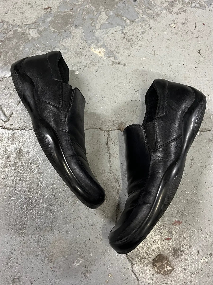2000s Prada Black Leather Loafers (42.5eu/us9) rjOTRXW 1