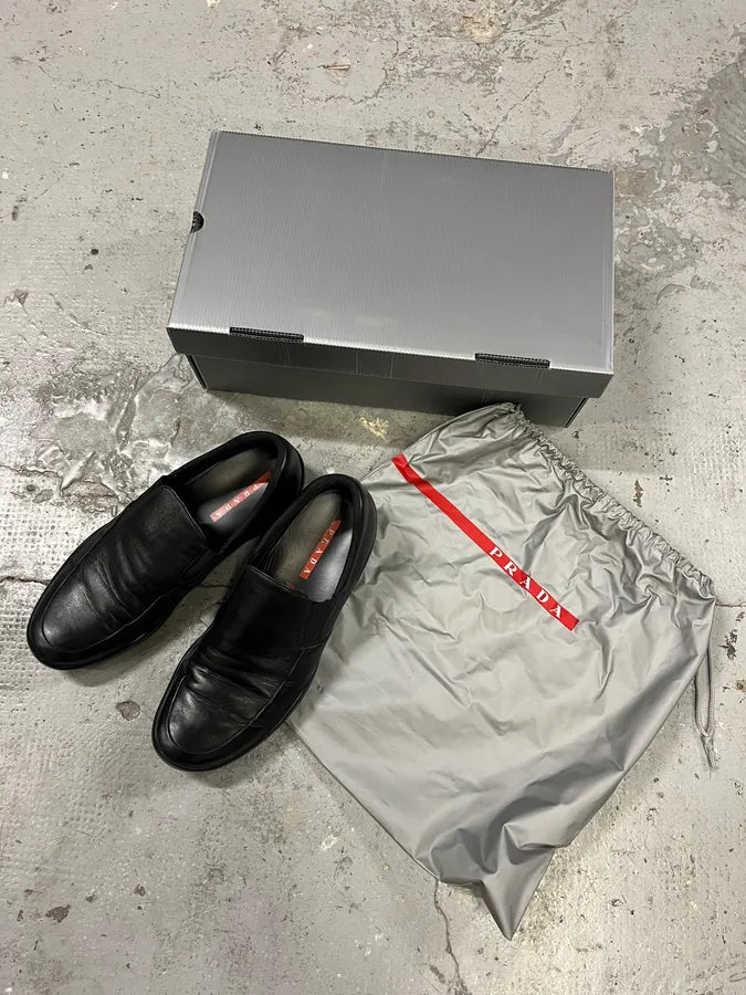 2000s Prada Black Leather Loafers (42.5eu/us9) rjOTRXW 2