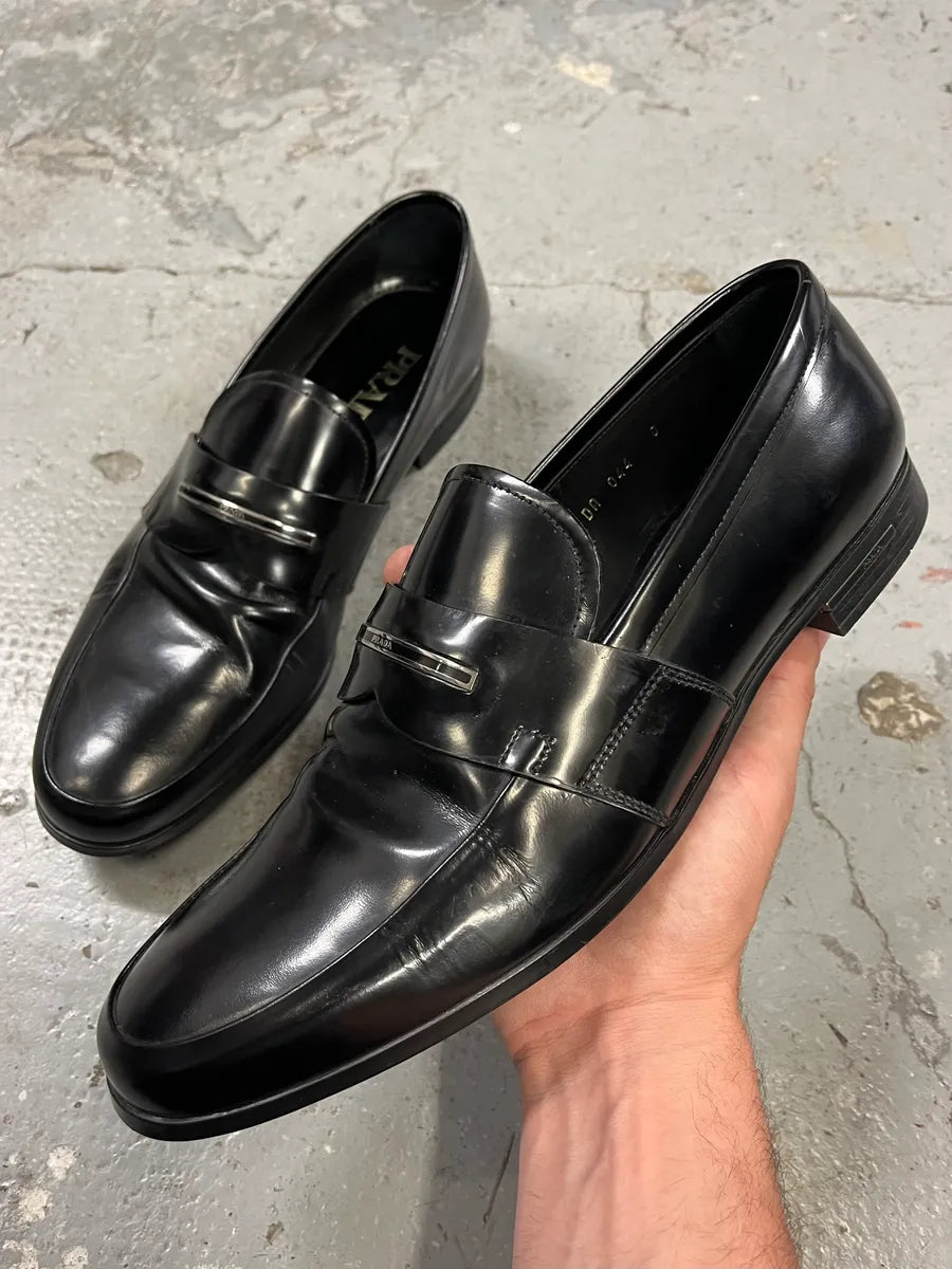 2000s Prada Black Leather Loafers (42eu/us8.5) wwqkElj 0