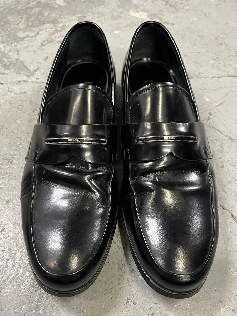 2000s Prada Black Leather Loafers (42eu/us8.5) wwqkElj 3
