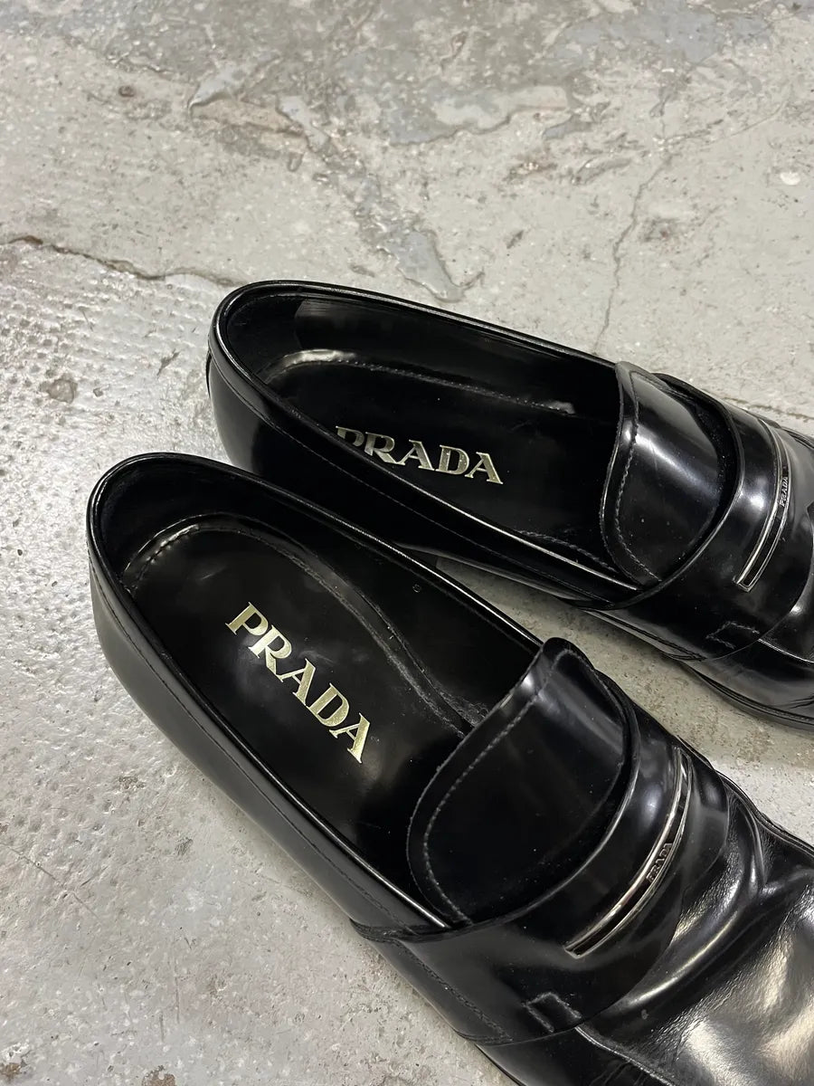 2000s Prada Black Leather Loafers (42eu/us8.5) wwqkElj 4