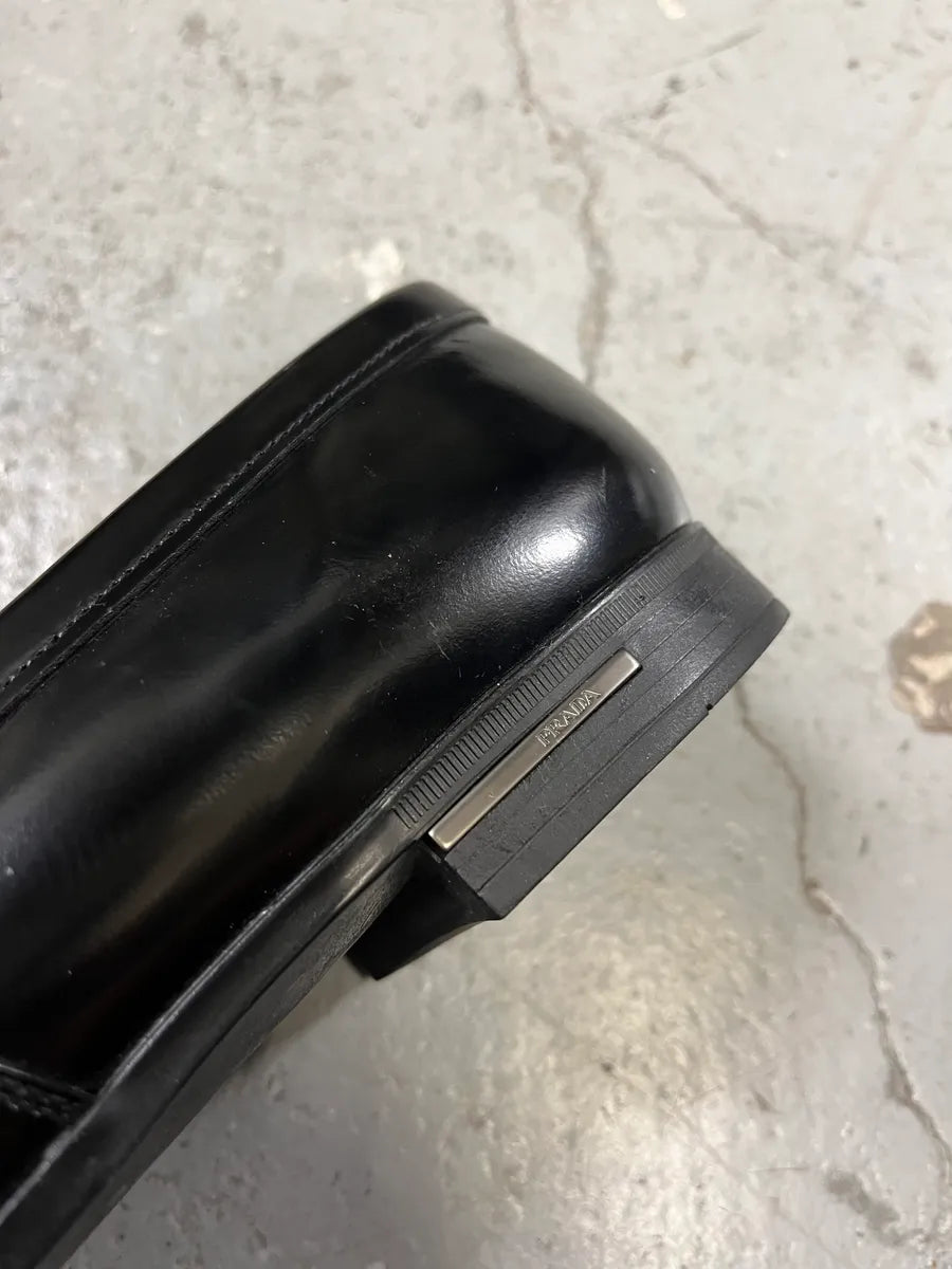 2000s Prada Black Leather Loafers (42eu/us8.5) wwqkElj 5