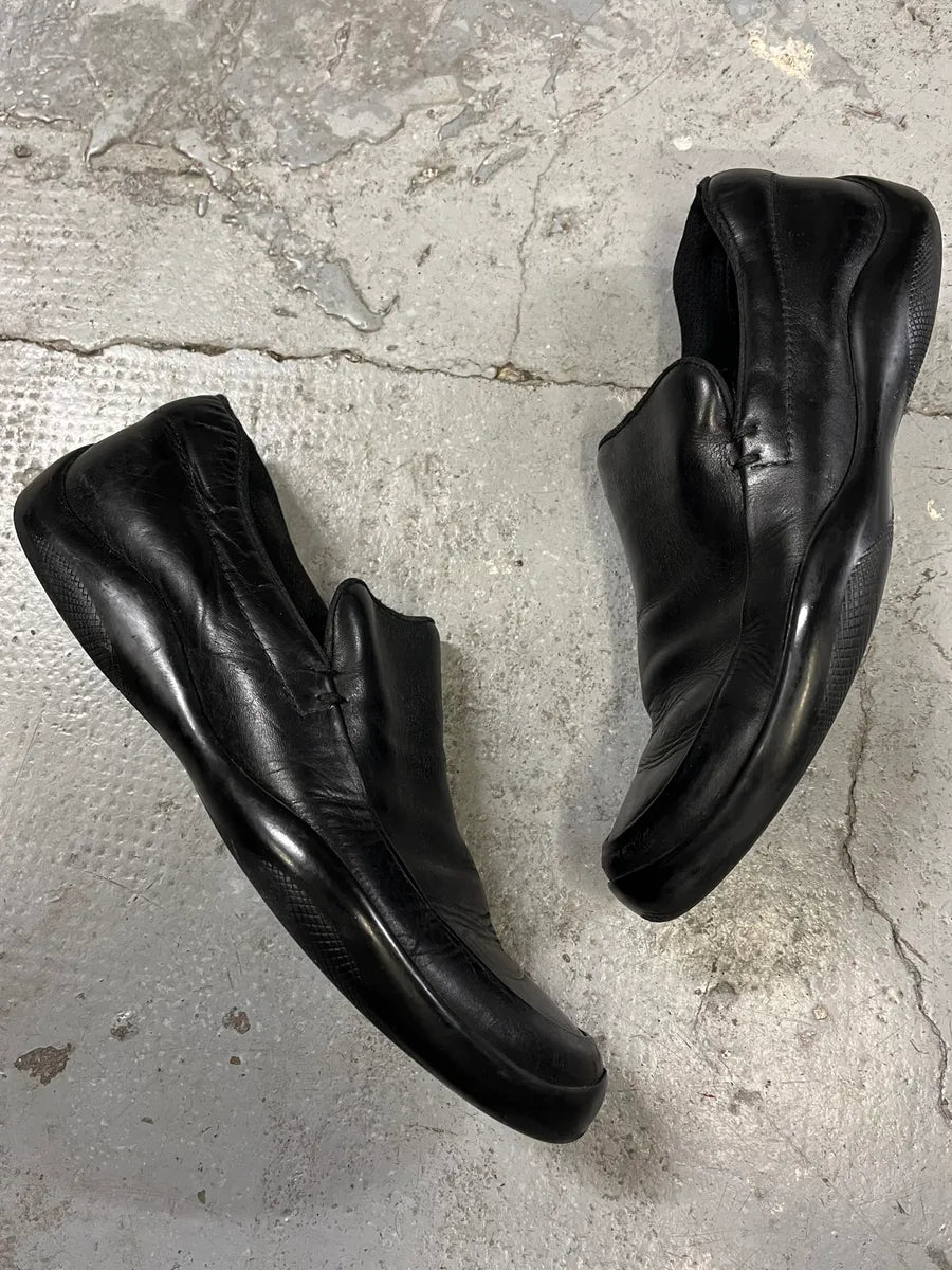 2000s Prada Black Leather Loafers (44eu/us10) nobFGoe 1