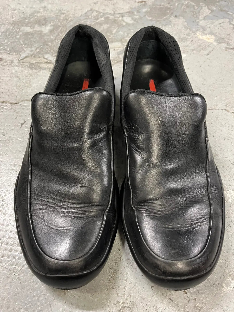 2000s Prada Black Leather Loafers (44eu/us10) nobFGoe 3