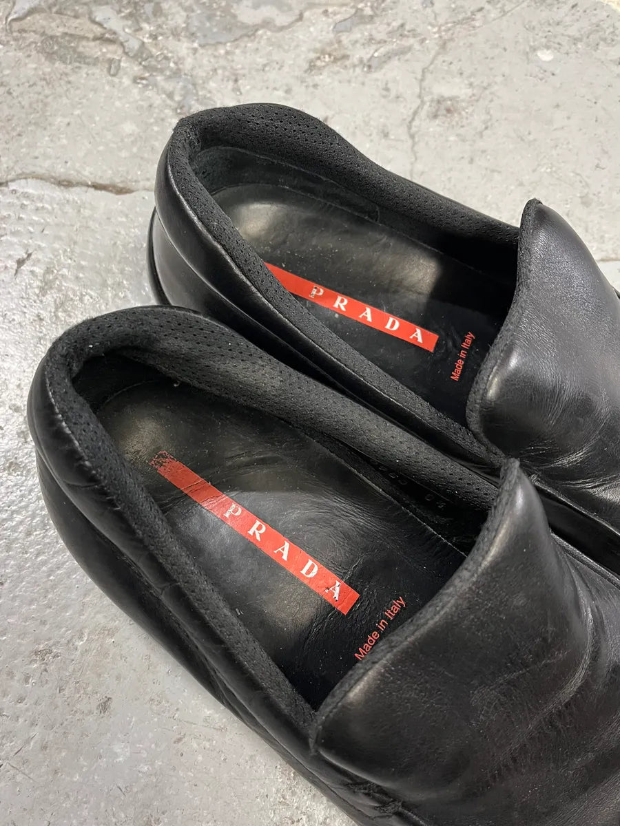 2000s Prada Black Leather Loafers (44eu/us10) nobFGoe 5