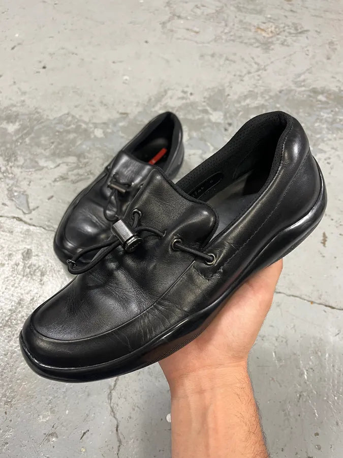 2000s Prada Black Leather Loafers NASCgKB 0