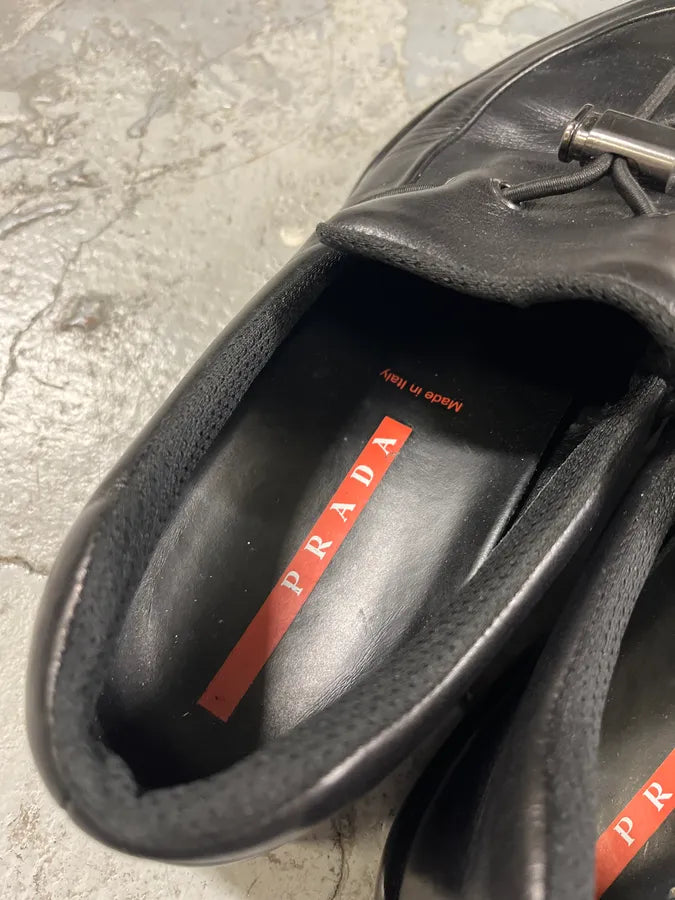 2000s Prada Black Leather Loafers NASCgKB 7