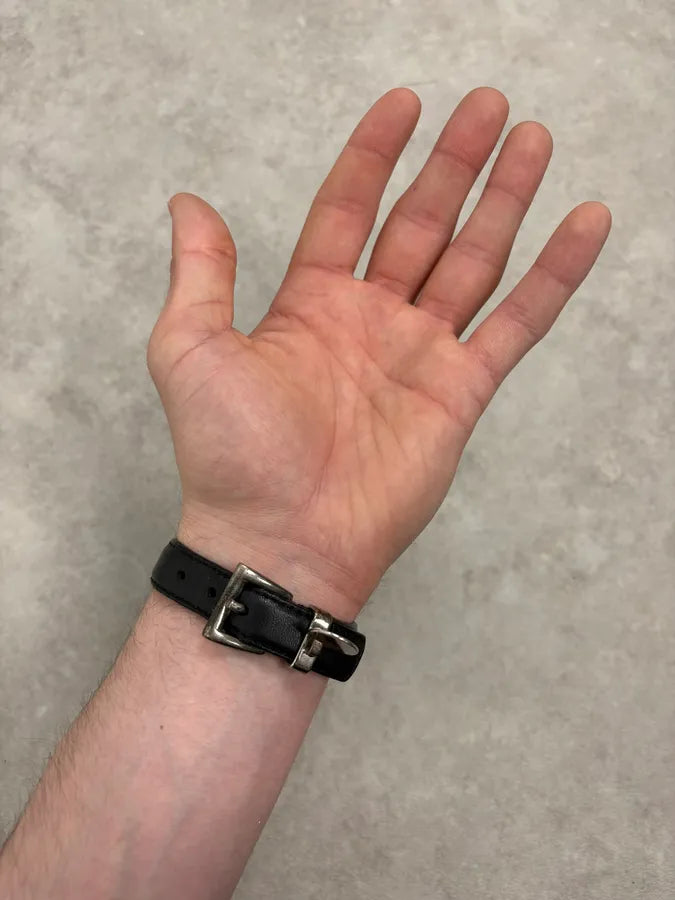 2000s Prada Black Leather Medal Bracelet iiHuxkR 1