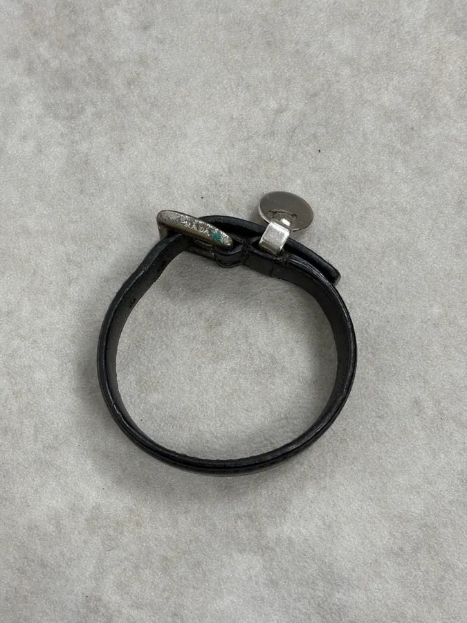 2000s Prada Black Leather Medal Bracelet iiHuxkR 3
