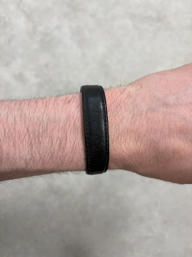 2000s Prada Black Leather Medal Bracelet iiHuxkR 2