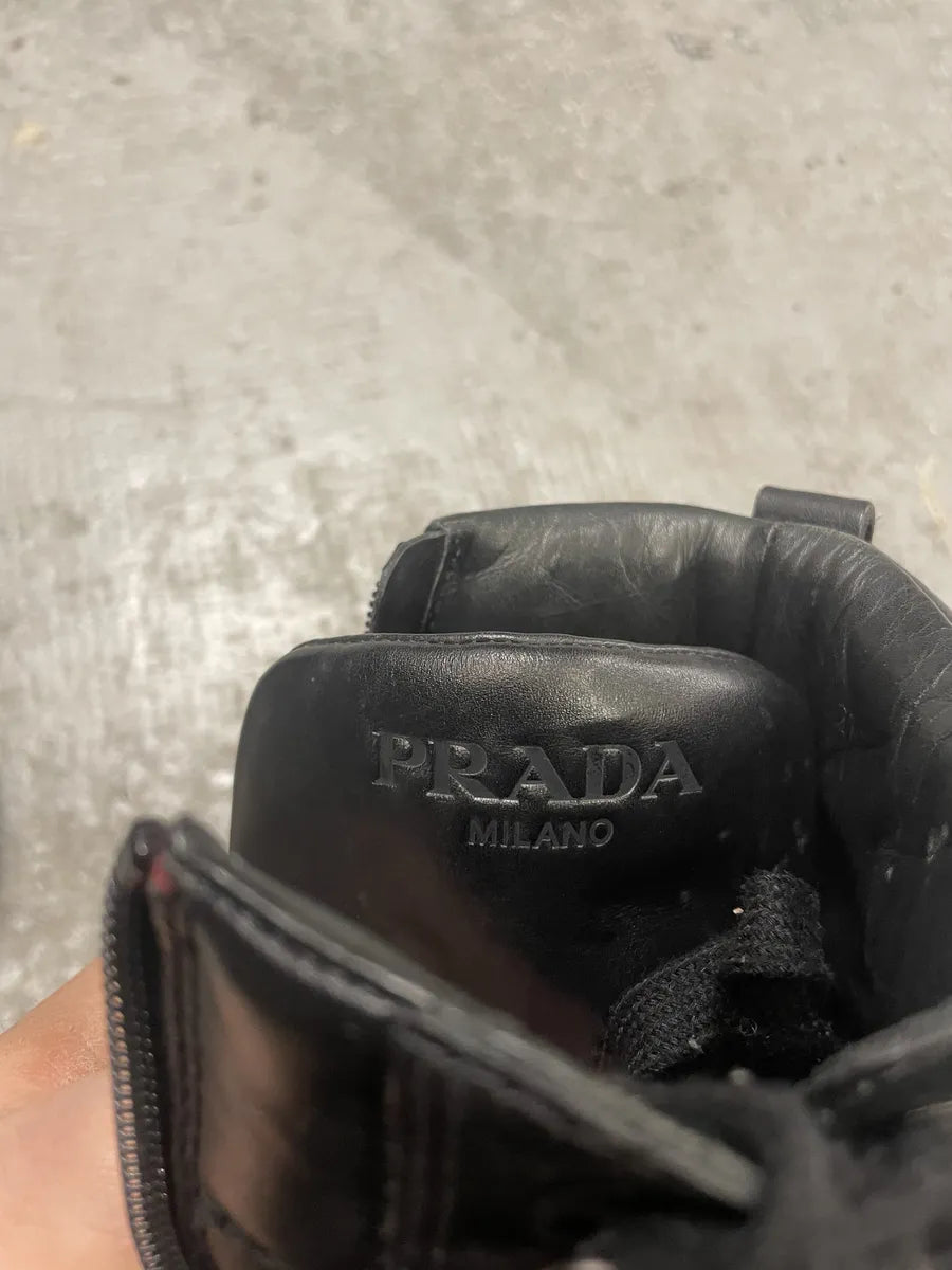 2000s Prada Black Leather Minimalist Combat Boots (45eu/us11) 10