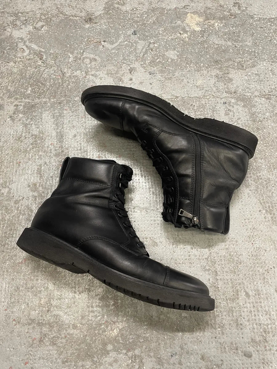 2000s Prada Black Leather Minimalist Combat Boots (45eu/us11) 6