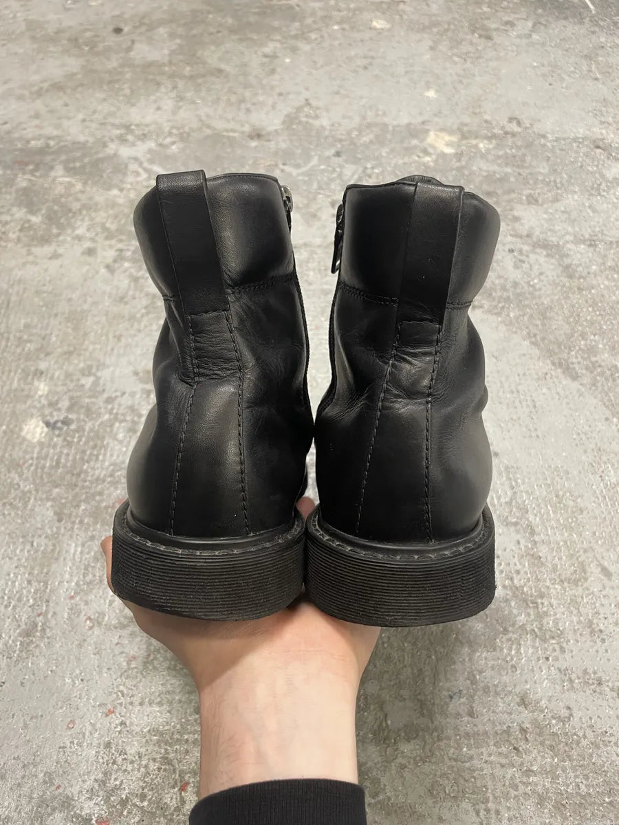 2000s Prada Black Leather Minimalist Combat Boots (45eu/us11) 9