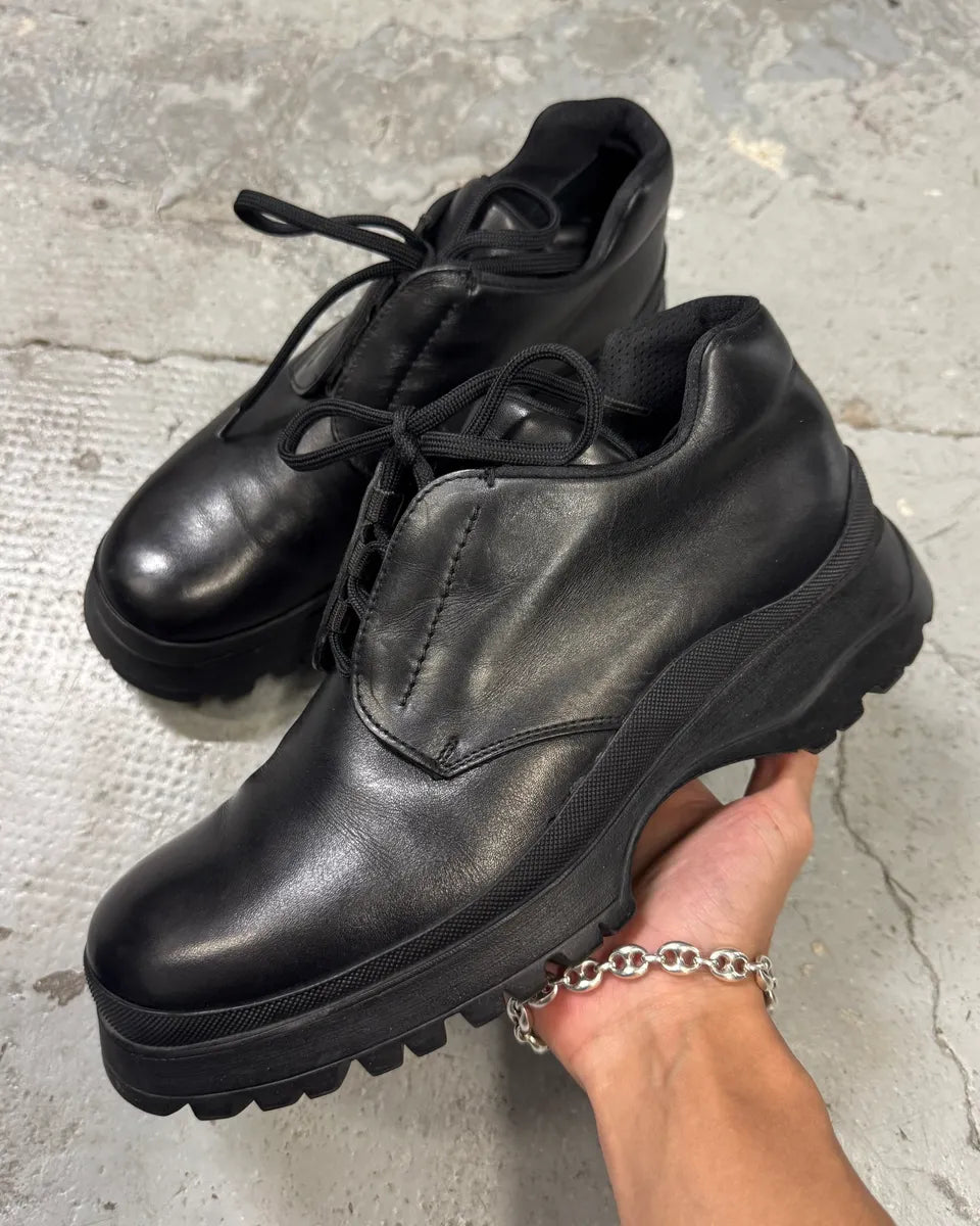 2000s Prada Black Leather Moutain Loafers (44eu/us10) vLaSZlx 0