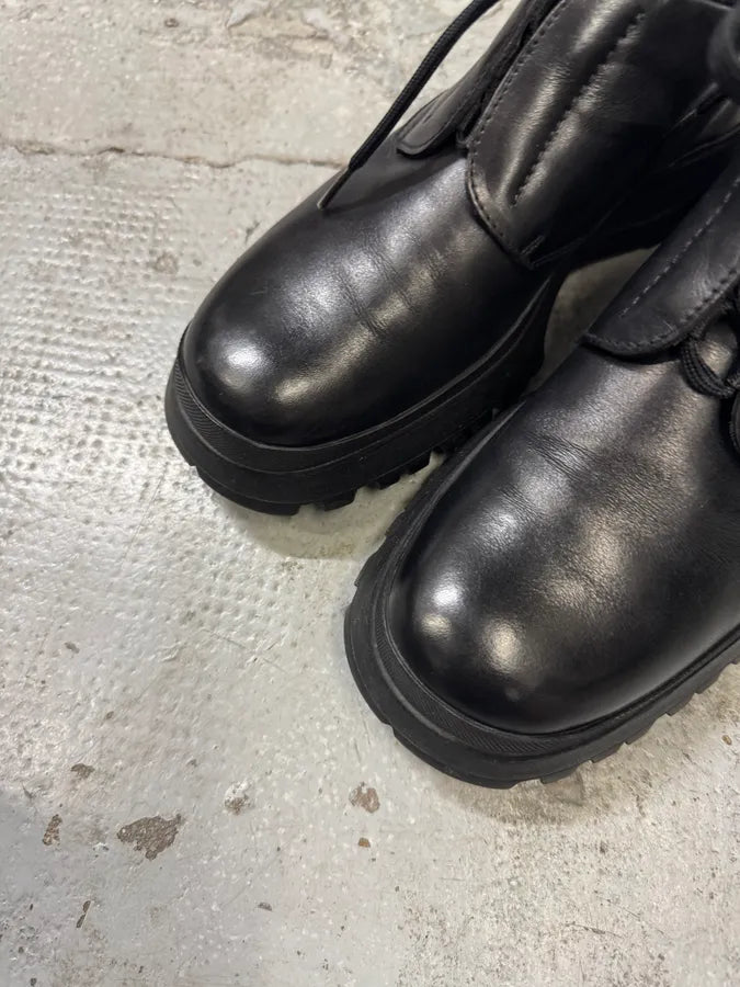 2000s Prada Black Leather Moutain Loafers (44eu/us10) vLaSZlx 2