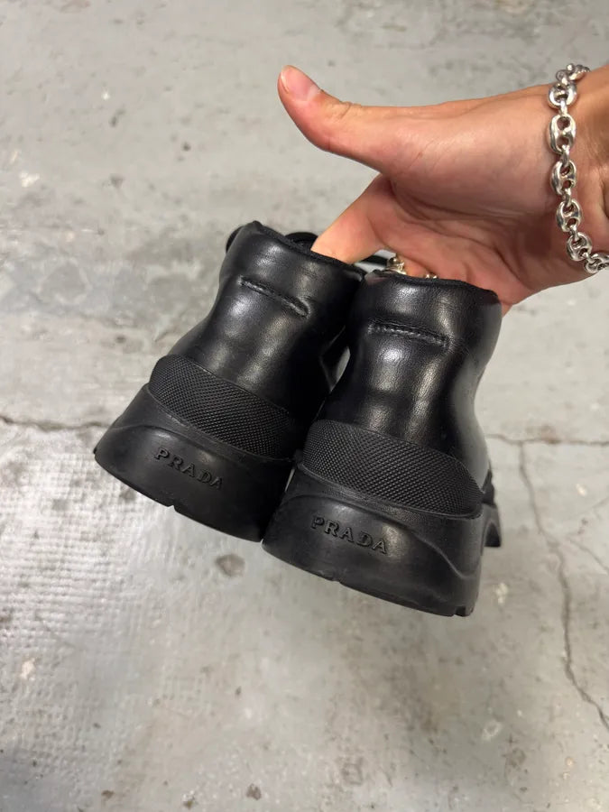 2000s Prada Black Leather Moutain Loafers (44eu/us10) vLaSZlx 3