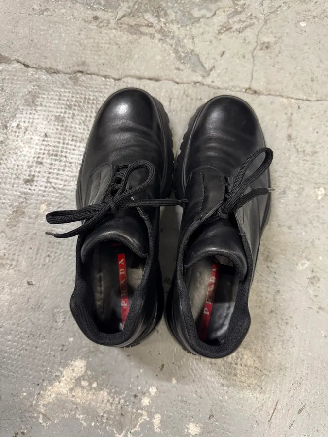 2000s Prada Black Leather Moutain Loafers (44eu/us10) vLaSZlx 7