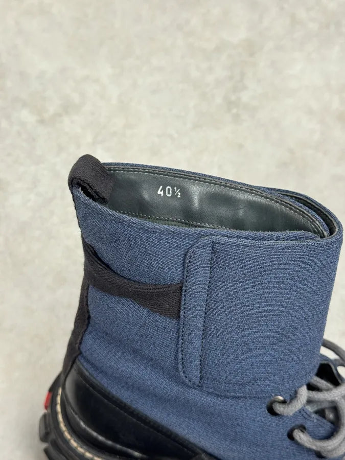 2000s Prada Black Leather Navy Boots rxOTiIw 7