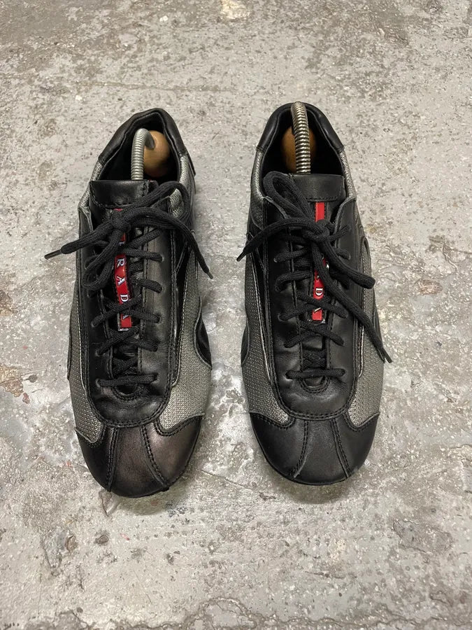 2000s Prada Black Leather Sport Low Sneakers (40eu/us7) kPiJSVH 1
