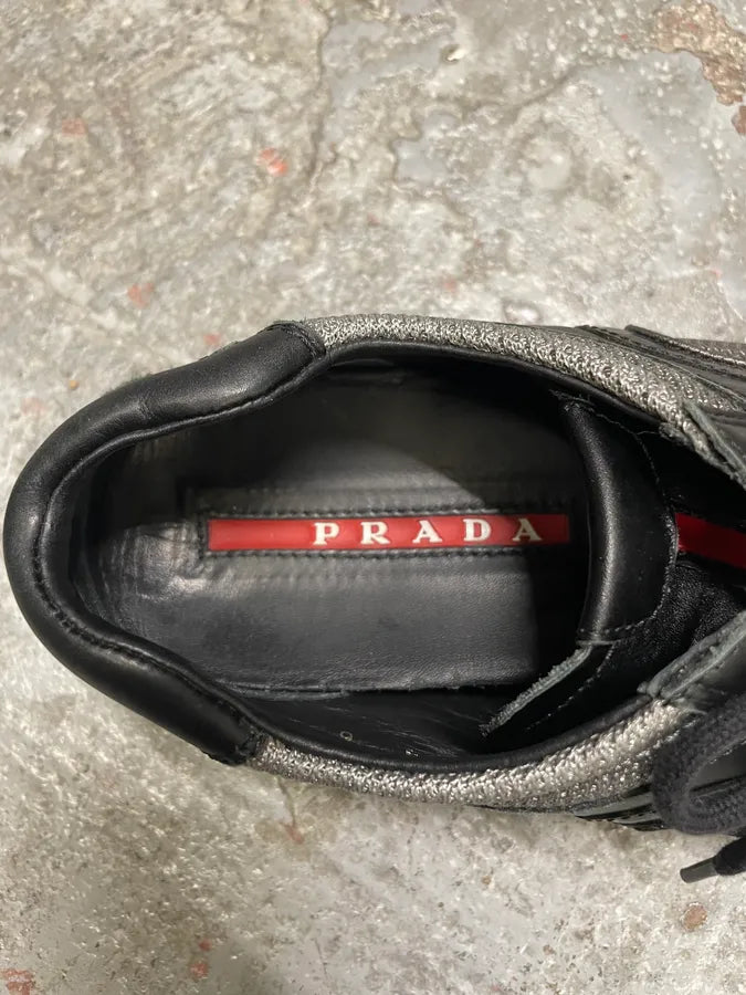 2000s Prada Black Leather Sport Low Sneakers (40eu/us7) kPiJSVH 9