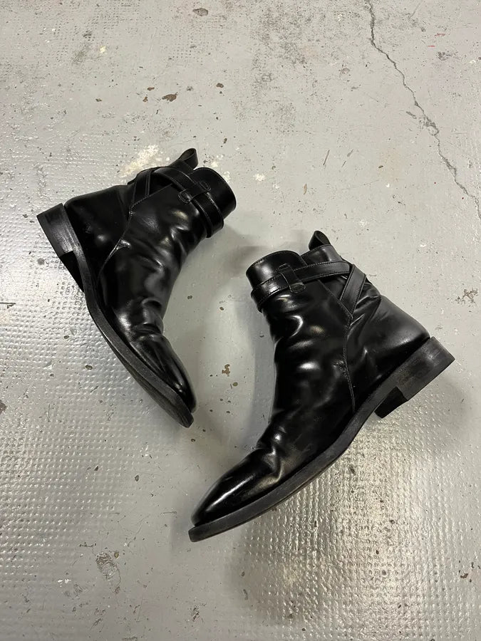 2000s Prada Black Leather Straps Boots iPwnfGQ 2