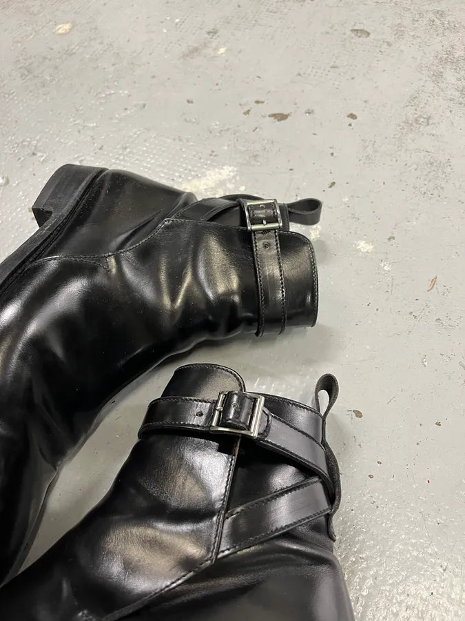 2000s Prada Black Leather Straps Boots iPwnfGQ 3