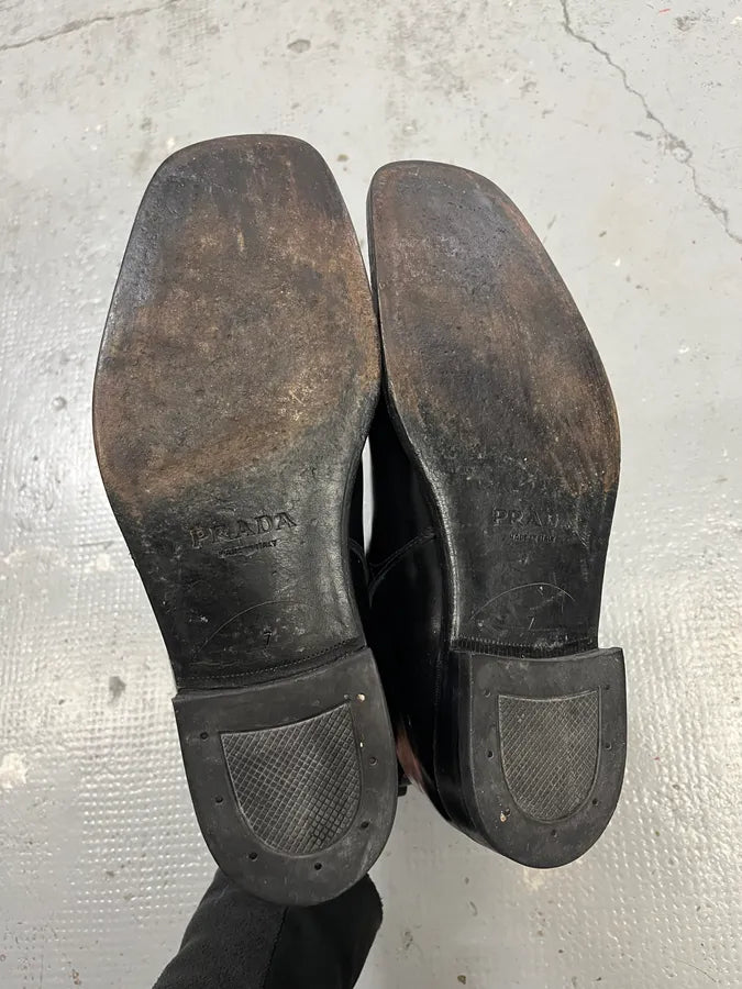 2000s Prada Black Leather Straps Boots iPwnfGQ 6