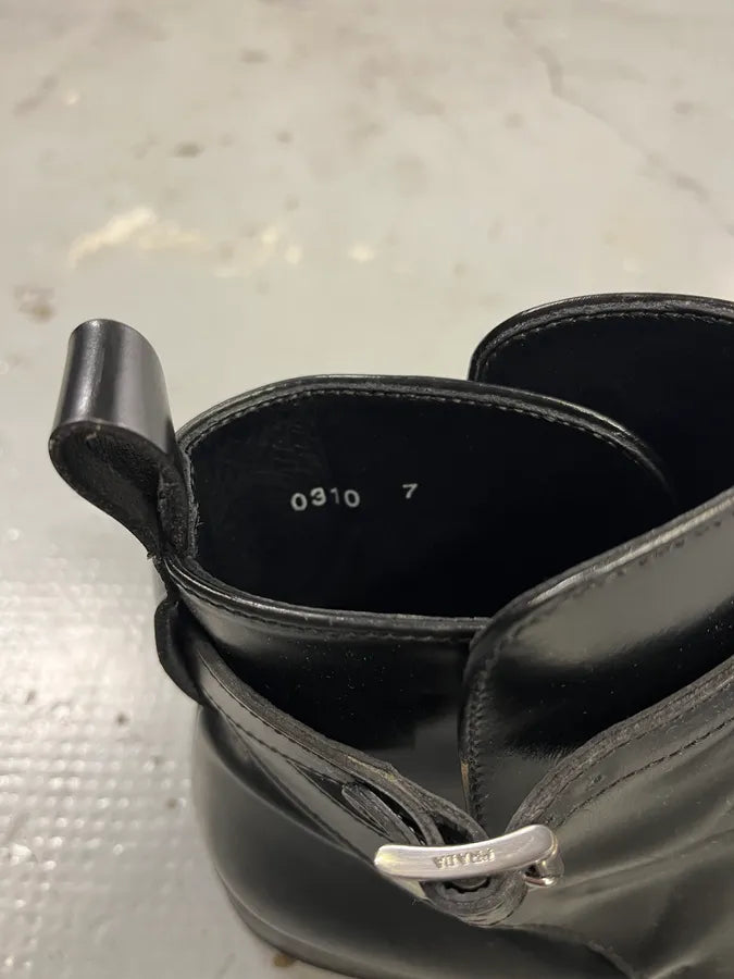 2000s Prada Black Leather Straps Boots iPwnfGQ 8