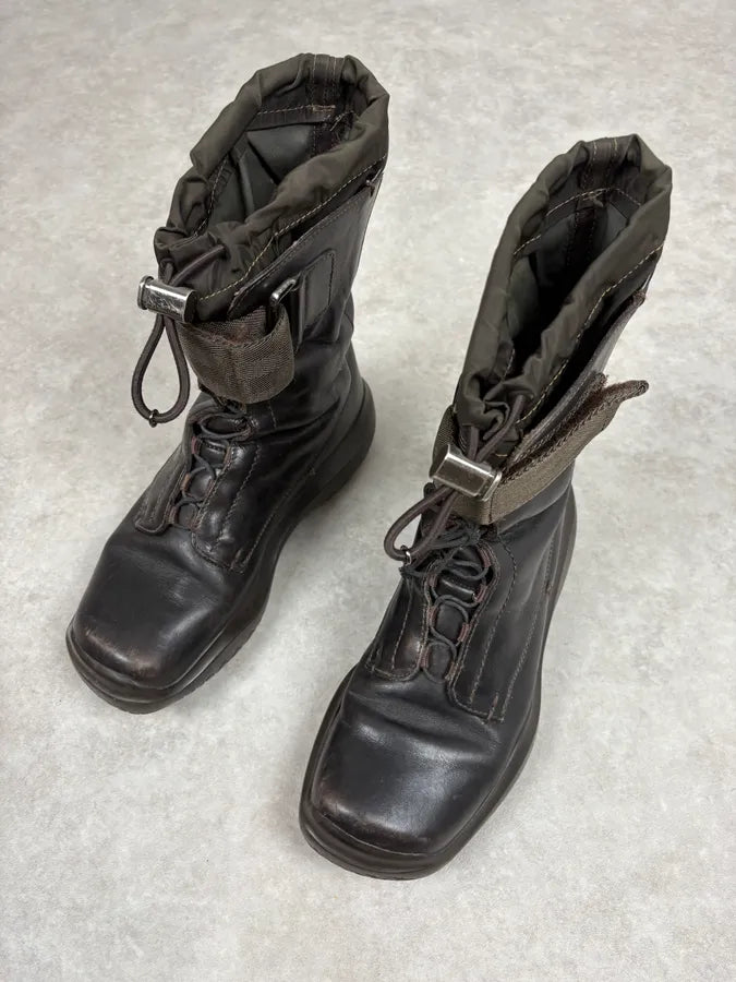 FW1999 Prada Dark Brown Leather Straps Vibram High Boots lJnQlID 4