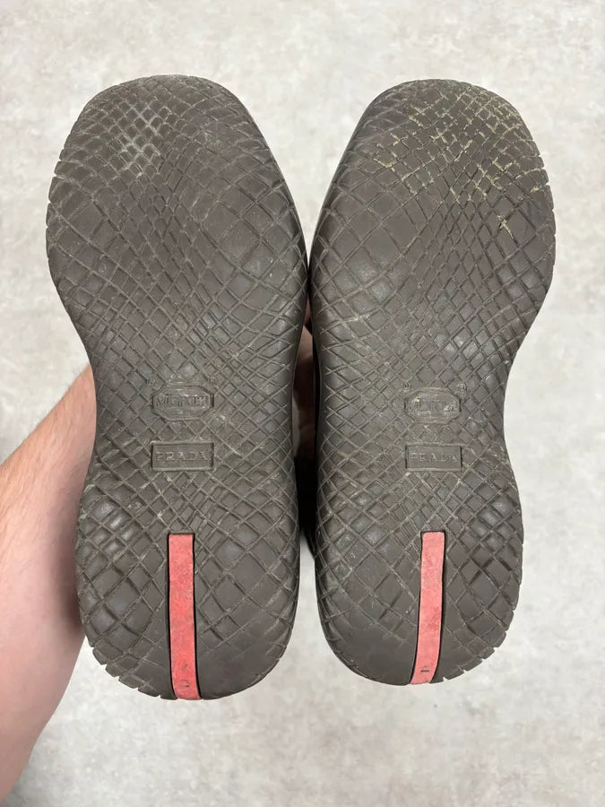 FW1999 Prada Dark Brown Leather Straps Vibram High Boots lJnQlID 8