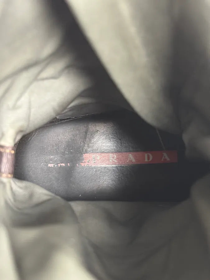 FW1999 Prada Dark Brown Leather Straps Vibram High Boots lJnQlID 9