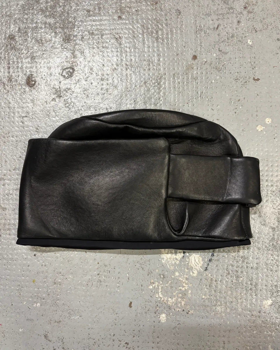 2000s Prada Black Leather Structured Hat tfthgVw 0