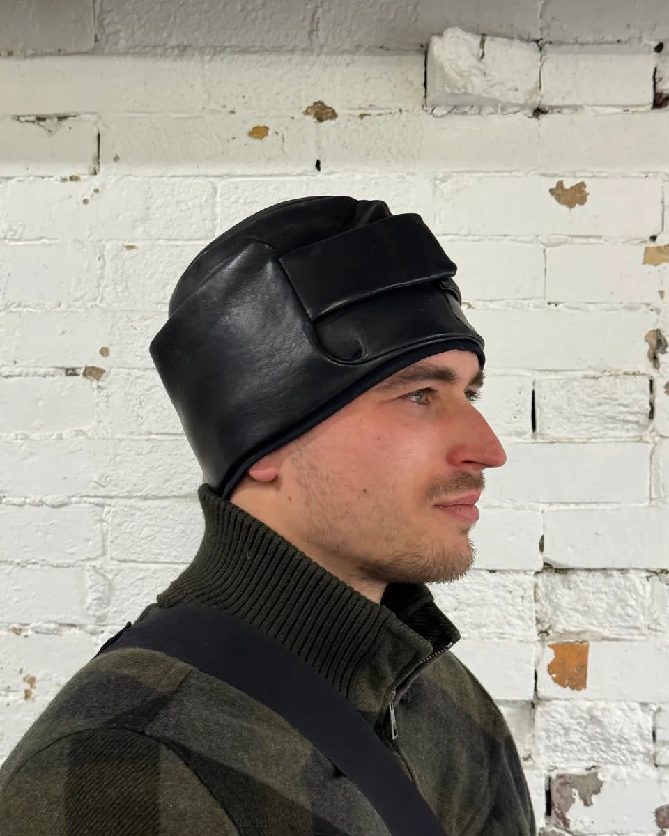 2000s Prada Black Leather Structured Hat tfthgVw 2