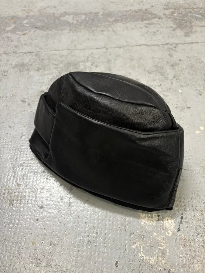 2000s Prada Black Leather Structured Hat tfthgVw 8