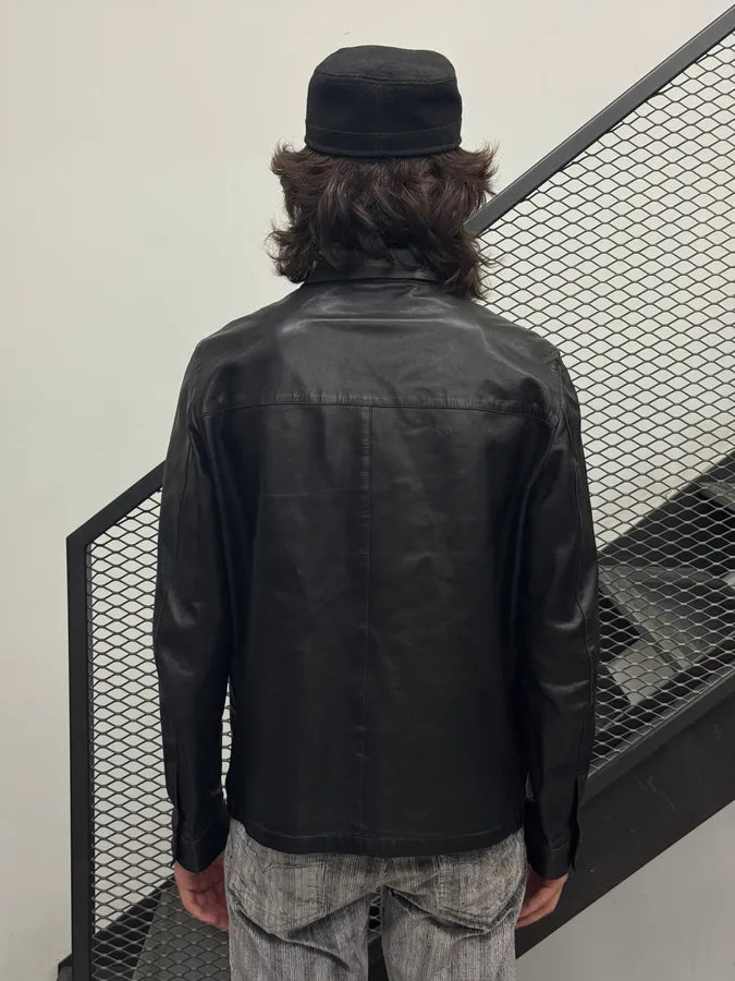 2000s Prada Black Premium Leather Jacket tuBFbRZ 2