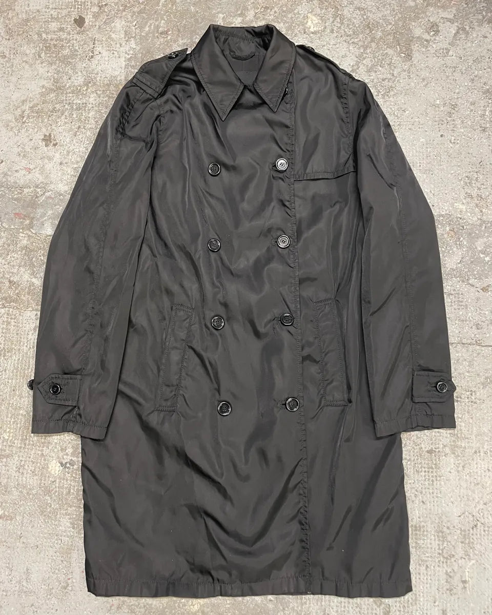 2000s Prada Black Light Nylon Long Naval Jacket (S) WRzzWNf 0