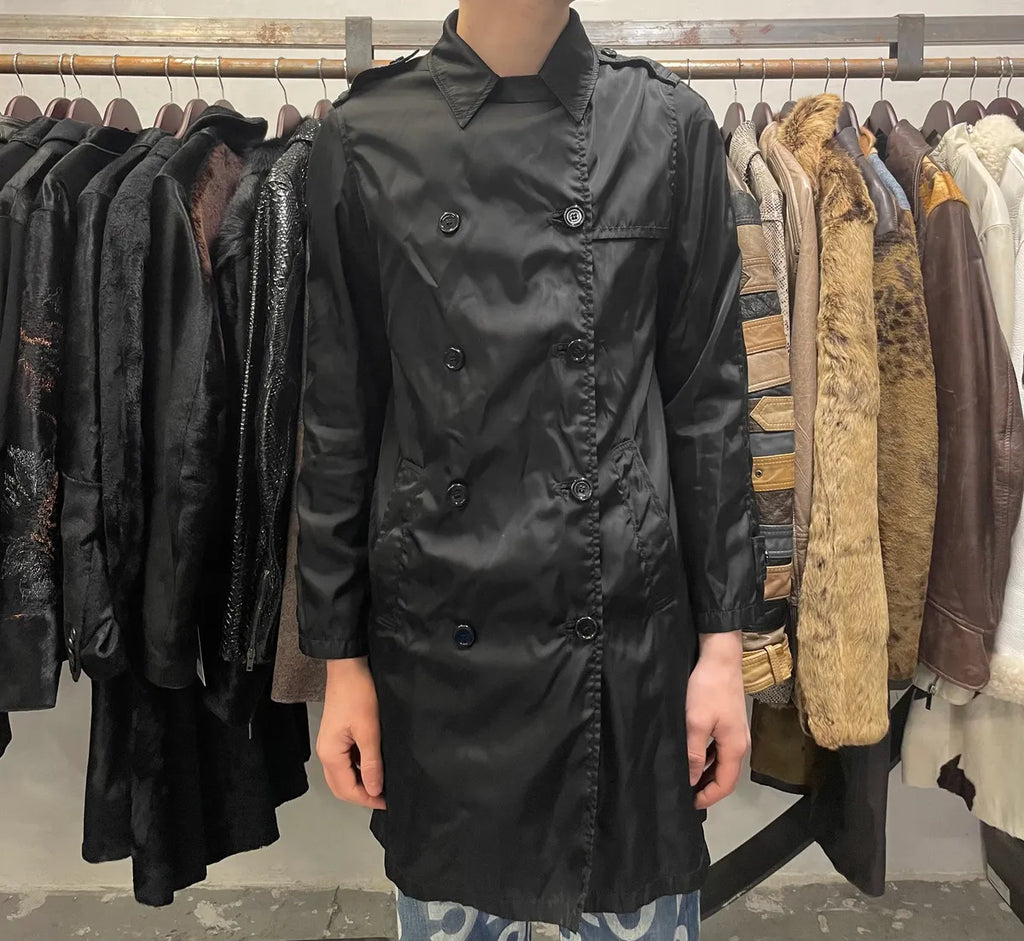 2000s Prada Black Light Nylon Long Naval Jacket (S) WRzzWNf 1