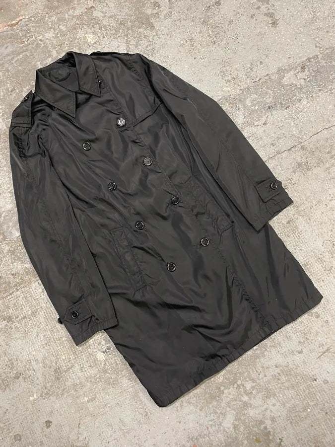 2000s Prada Black Light Nylon Long Naval Jacket (S) WRzzWNf 3