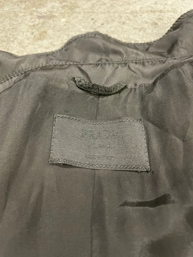 2000s Prada Black Light Nylon Long Naval Jacket (S) WRzzWNf 9