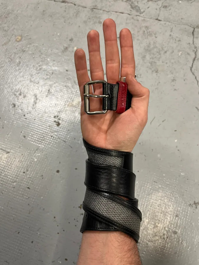 2000s Prada Black Linea Rossa Leather Belt tSmQkFz 2