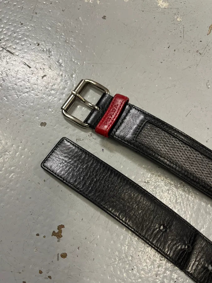 2000s Prada Black Linea Rossa Leather Belt tSmQkFz 3