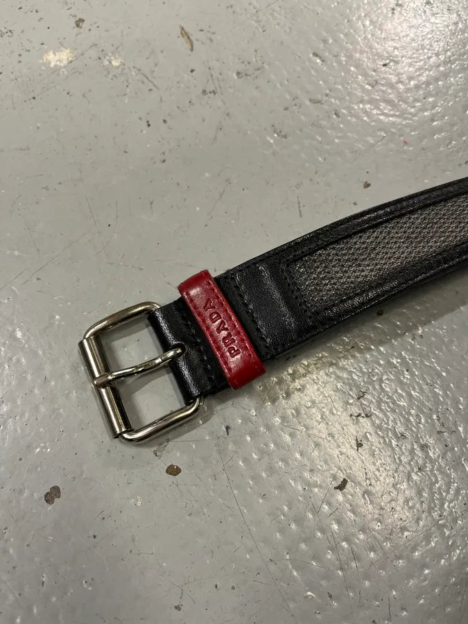 2000s Prada Black Linea Rossa Leather Belt tSmQkFz 4