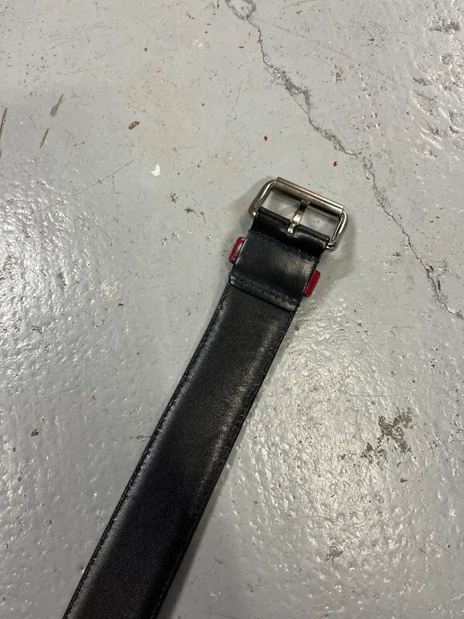 2000s Prada Black Linea Rossa Leather Belt tSmQkFz 6