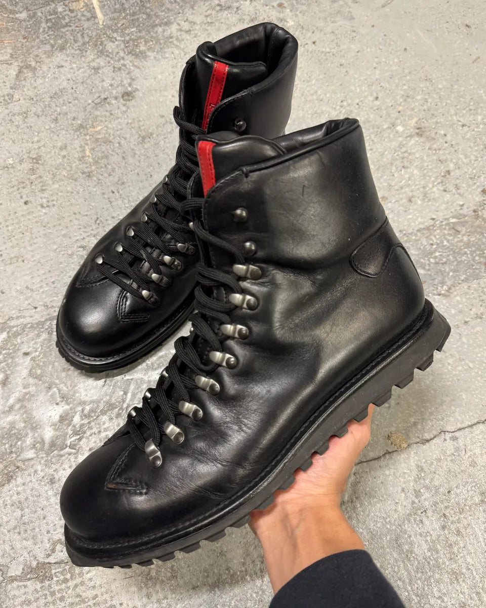 2000s Prada Black Linea Rossa Leather Premium Boots (43eu/us9.5) nkLGYQb 0