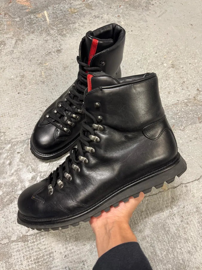 2000s Prada Black Linea Rossa Leather Premium Boots (43eu/us9.5) nkLGYQb 1