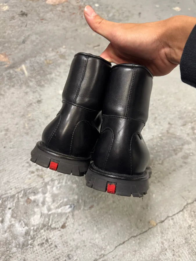 2000s Prada Black Linea Rossa Leather Premium Boots (43eu/us9.5) nkLGYQb 5